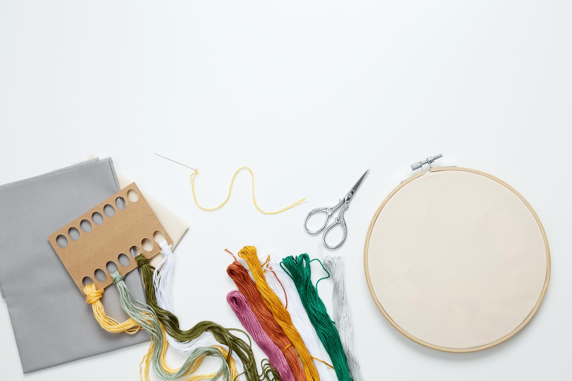 packaged starter embroidery kit with tools